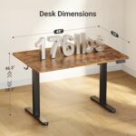 Claiks Electric Standing Desk, Adjustable Height Stand up Desk, 24x48 Inches Sit Stand Home Office Desk with Splice Board, Black Frame/Rustic Brown Top - Image 4