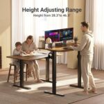 Claiks Electric Standing Desk, Adjustable Height Stand up Desk, 24x48 Inches Sit Stand Home Office Desk with Splice Board, Black Frame/Rustic Brown Top - Image 7