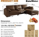EASE MOOSE Oversized Modular Sectional Sofa, Waterproof & Scratch-Resistant Faux Leather Sofa with Deep Seat, Comfy L-Shaped Sofa with Storage Ottoman, Sectional Couches for Living Room, Dark Brown - Image 3