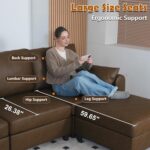 EASE MOOSE Oversized Modular Sectional Sofa, Waterproof & Scratch-Resistant Faux Leather Sofa with Deep Seat, Comfy L-Shaped Sofa with Storage Ottoman, Sectional Couches for Living Room, Dark Brown - Image 5