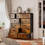 Romorgniz Dresser for Bedroom with 12 Fabric Drawers Tall Dressers & Chests of Drawers with Metal Frame, Wood Top, Anti-Tip Kit, 38.97" W Wide Storage for Entryway Living Room Closet, Rustic Brown - Image 3