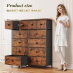 Romorgniz Dresser for Bedroom with 12 Fabric Drawers Tall Dressers & Chests of Drawers with Metal Frame, Wood Top, Anti-Tip Kit, 38.97" W Wide Storage for Entryway Living Room Closet, Rustic Brown - Image 4