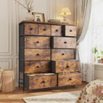 Romorgniz Dresser for Bedroom with 12 Fabric Drawers Tall Dressers & Chests of Drawers with Metal Frame, Wood Top, Anti-Tip Kit, 38.97" W Wide Storage for Entryway Living Room Closet, Rustic Brown - Image 6