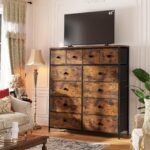 Romorgniz Dresser for Bedroom with 12 Fabric Drawers Tall Dressers & Chests of Drawers with Metal Frame, Wood Top, Anti-Tip Kit, 38.97" W Wide Storage for Entryway Living Room Closet, Rustic Brown - Image 8