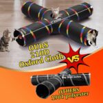 4 Way Large Cat Tunnels for Indoor Cats - 10" Diameter & 47" Long Play Tunnel Toy - Cat Tube with Play Ball & Mouse Toy - Interactive Peephole (Black) - Image 4