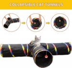 4 Way Large Cat Tunnels for Indoor Cats - 10" Diameter & 47" Long Play Tunnel Toy - Cat Tube with Play Ball & Mouse Toy - Interactive Peephole (Black) - Image 6