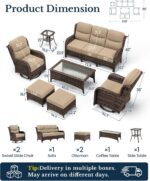 HILLGA 7-Piece Luxury Patio Furniture Set with 6" Thick Cushions, Weather-Resistant Wicker High Back Swivel Rocker Chairs, Senior-Friendly Outdoor Sofa Set for Large Deck, Yard and Poolside, Beige(V2) - Image 3