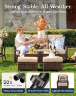 HILLGA 7-Piece Luxury Patio Furniture Set with 6" Thick Cushions, Weather-Resistant Wicker High Back Swivel Rocker Chairs, Senior-Friendly Outdoor Sofa Set for Large Deck, Yard and Poolside, Beige(V2) - Image 7