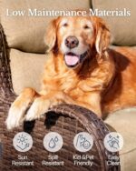 HILLGA 7-Piece Luxury Patio Furniture Set with 6" Thick Cushions, Weather-Resistant Wicker High Back Swivel Rocker Chairs, Senior-Friendly Outdoor Sofa Set for Large Deck, Yard and Poolside, Beige(V2) - Image 8