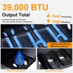 39000 BTU Output Propane Gas Grill with Side Burner and 3 Main Burners - Double-layer Stainless Steel Lid, Cast Iron Grids, Easy-Clean Grease Management & Even Heat Distribution for Perfect BBQs - Image 5