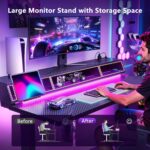 OffiGo Gaming Standing Desk with LED Light, 55 Inch Electric Height Adjustable Table with Power Outlet & Monitor Stand, Sit Stand Computer Workstation for Home, Bedroom, Black - Image 5