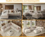 EASE MOOSE Oversized Modular Sectional Sofa,Leather Sectional Couch with Deep Seat,Extra Large U Shaped Couch,Faux Leather Material Sofa Modern Comfy Scratch Resistant,Beige - Image 10