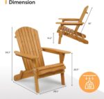 VINGLI Folding Adirondack Chairs Set of 4, Wood Adirondack Chair for Outdoor, Foldable Fire Pit Chairs for Patio, BBQ, Porch, Yard, Pool - Image 4
