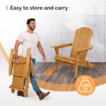 VINGLI Folding Adirondack Chairs Set of 4, Wood Adirondack Chair for Outdoor, Foldable Fire Pit Chairs for Patio, BBQ, Porch, Yard, Pool - Image 7