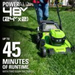 Greenworks 48V (24V x 2) 21" Brushless Cordless (Self-Propelled) Lawn Mower (LED Headlight), (2) 5.0Ah Batteries and Dual Port Rapid Charger Included (200+ Compatible Tools) - Image 4