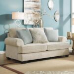 Signature Design by Ashley Monaghan Loveseat, 45" Deep Seat Lounge Couch, No Assembly Required, Textured Chenille Upholstery, Cozy 2 Seater Sofa for Living Room, Sandstone Beige, 74" W - Image 3