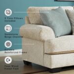 Signature Design by Ashley Monaghan Loveseat, 45" Deep Seat Lounge Couch, No Assembly Required, Textured Chenille Upholstery, Cozy 2 Seater Sofa for Living Room, Sandstone Beige, 74" W - Image 5