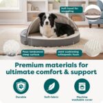 FurHaven Round Orthopedic Dog Bed for Large Dogs, Egg Crate with a Solid Orthopedic Foam Base with Attached Blanket Hood and Removable Washable Cover, Large, Sherpa & Suede Snuggery, Gray - Image 6