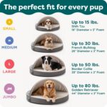 FurHaven Round Orthopedic Dog Bed for Large Dogs, Egg Crate with a Solid Orthopedic Foam Base with Attached Blanket Hood and Removable Washable Cover, Large, Sherpa & Suede Snuggery, Gray - Image 7