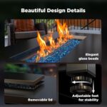 Ciays 43″ Propane Fire Pit with Glass Beads & Lid, 60,000 BTU CSA-Certified Gas Fire Pits with Cup Holders, Hanging Shelf & Nylon Cover, Large Fire Pit Table for Patio/Porch/Deck, Black - Image 6