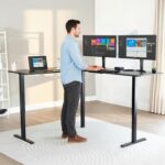 VIVO Corner Standing Desk, 75 x 63 inch Reversible L-Shaped Workstation, Electric Height Adjustment, Home, Office, and Reception Rooms, Black Table Top Black Frame, DESK-E3CTB-75 - Image 3