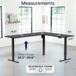 VIVO Corner Standing Desk, 75 x 63 inch Reversible L-Shaped Workstation, Electric Height Adjustment, Home, Office, and Reception Rooms, Black Table Top Black Frame, DESK-E3CTB-75 - Image 6