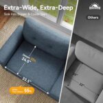 SUNSHINE VALLEY 116.1" L Shaped Modular Cloud Couch with Extra Wide & Deep Seats, Oversized 4-Seater Mid-Century Modern Couch with Nailhead Trim and Throw Pillows for Living Room, Linen Cyan - Image 3