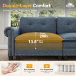 SUNSHINE VALLEY 116.1" L Shaped Modular Cloud Couch with Extra Wide & Deep Seats, Oversized 4-Seater Mid-Century Modern Couch with Nailhead Trim and Throw Pillows for Living Room, Linen Cyan - Image 5