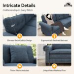 SUNSHINE VALLEY 116.1" L Shaped Modular Cloud Couch with Extra Wide & Deep Seats, Oversized 4-Seater Mid-Century Modern Couch with Nailhead Trim and Throw Pillows for Living Room, Linen Cyan - Image 7