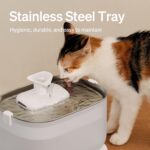 PETLIBRO Cat Water Fountain Stainless Steel Tray, Wireless Pump Cat Fountain, Ultra Quiet Pet Water Fountain, 2.5L Automatic Water Dispenser for Cats, Dual Flow Cat Water Dispenser Easy to Clean - Image 4