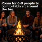 Sunnydaze Crossweave Outdoor Fire Pit - Wood-Burning Fire Pit for Outside with Spark Screen, Poker and Round Cover - Steel Patio Firepit for Backyard, Deck, Porch - 30-Inch - Black - Image 3
