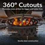 Sunnydaze Crossweave Outdoor Fire Pit - Wood-Burning Fire Pit for Outside with Spark Screen, Poker and Round Cover - Steel Patio Firepit for Backyard, Deck, Porch - 30-Inch - Black - Image 5