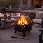 Sunnydaze Crossweave Outdoor Fire Pit - Wood-Burning Fire Pit for Outside with Spark Screen, Poker and Round Cover - Steel Patio Firepit for Backyard, Deck, Porch - 30-Inch - Black - Image 10