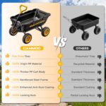 CAMMOO 10in NO-FLAT TIRES 900lb Heavy-Duty Garden Dump Cart DIY Expandable Capacity Over 4 Cu.Ft. Utility Wagon with Quick-Release Dumping & Prime Grade 100% Virgin Polypropylene-Not Recycled Material - Image 3