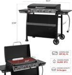 Royal Gourmet PD4001 4 Burner Propane Gas Griddle with Removable Standing Cart, Convertible to Tabletop Design, Flat Top Grill with Hood for Camping, Tailgating, Backyard, Black - Image 4