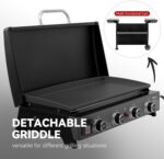 Royal Gourmet PD4001 4 Burner Propane Gas Griddle with Removable Standing Cart, Convertible to Tabletop Design, Flat Top Grill with Hood for Camping, Tailgating, Backyard, Black - Image 5