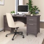 Bush Home 60-Inch Office Desk with Drawers, Computer Desk with File and Box Drawers, Home Office Workstation with Storage Cabinet, Writing Desk Furniture, Somerset Collection, Storm Gray - Image 3