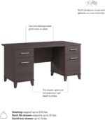 Bush Home 60-Inch Office Desk with Drawers, Computer Desk with File and Box Drawers, Home Office Workstation with Storage Cabinet, Writing Desk Furniture, Somerset Collection, Storm Gray - Image 8