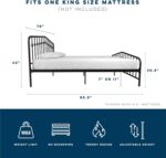 Novogratz Bushwick Modern Metal Bed, Slightly Triangular Headboard and Footboard with Inset Spindles, Adjustable Base Height for Underbed Storage, Requires No Box Spring, King Size - Black - Image 3
