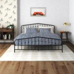 Novogratz Bushwick Modern Metal Bed, Slightly Triangular Headboard and Footboard with Inset Spindles, Adjustable Base Height for Underbed Storage, Requires No Box Spring, King Size - Black - Image 4