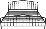 Novogratz Bushwick Modern Metal Bed, Slightly Triangular Headboard and Footboard with Inset Spindles, Adjustable Base Height for Underbed Storage, Requires No Box Spring, King Size - Black - Image 12