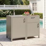 Wisteria Lane Outdoor Storage Cabinet with Stainless Steel Sink, Aluminum Modular Outdoor Kitchen, All Weather Kitchen Island with Storage and Drawers for BBQ, Porch, Backyard - Image 4