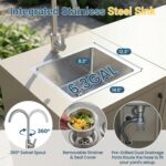 Wisteria Lane Outdoor Storage Cabinet with Stainless Steel Sink, Aluminum Modular Outdoor Kitchen, All Weather Kitchen Island with Storage and Drawers for BBQ, Porch, Backyard - Image 5