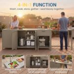 Wisteria Lane Outdoor Storage Cabinet with Stainless Steel Sink, Aluminum Modular Outdoor Kitchen, All Weather Kitchen Island with Storage and Drawers for BBQ, Porch, Backyard - Image 7