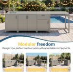 Wisteria Lane Outdoor Storage Cabinet with Stainless Steel Sink, Aluminum Modular Outdoor Kitchen, All Weather Kitchen Island with Storage and Drawers for BBQ, Porch, Backyard - Image 8