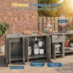 Wisteria Lane Outdoor Storage Cabinet with Stainless Steel Sink, Aluminum Modular Outdoor Kitchen, All Weather Kitchen Island with Storage and Drawers for BBQ, Porch, Backyard - Image 10