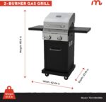 Megamaster Deluxe 2-Burner Gas Grill with Foldable Side Tables, 418 SQ In Cooking Space, 28000 BTUs, Stainless Steel Lid, Propane BBQ Grill for Outdoor Cooking, Patios, Backyards and More - 720-0864MA - Image 6