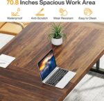 Tribesigns 70.8-Inch Executive Desk, Large Computer Office Desk Workstation, Modern Simple Style Laptop Desk Study Writing Table Business Furniture for Home Office (Brown/Black, 70.8 Inch) - Image 6