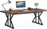Tribesigns 70.8-Inch Executive Desk, Large Computer Office Desk Workstation, Modern Simple Style Laptop Desk Study Writing Table Business Furniture for Home Office (Brown/Black, 70.8 Inch) - Image 8