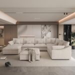 156" Cloud Modular Sectional Sofa Couch,U Shaped Couch with Ottoman,Down Filled 8 Seater Convertible Sleeper Bed Living Room Set,Covers Washable&Replaceable (Khkai) - Image 4
